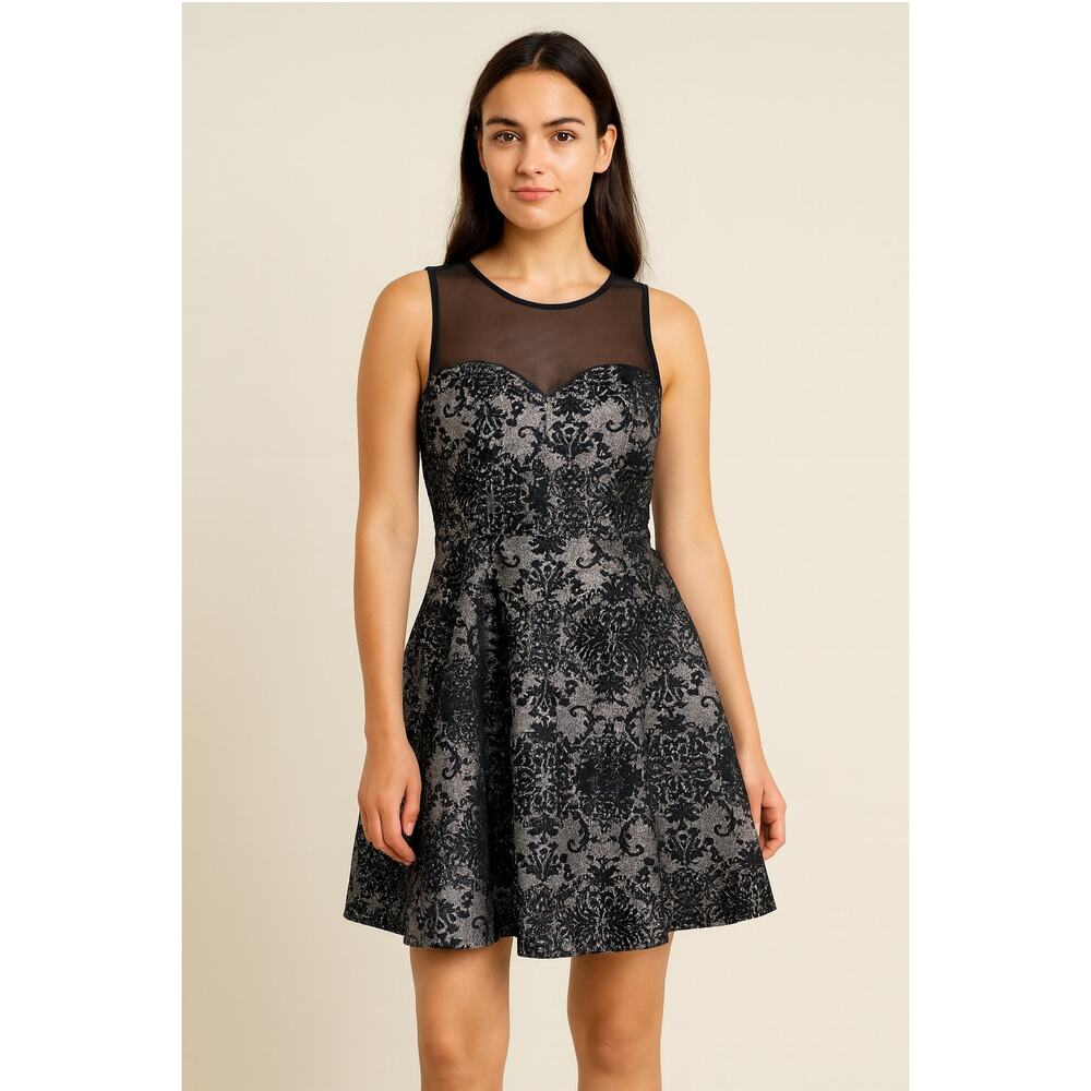 Trixxi Juniors' Flocked Skater Dress - Women's Size Medium